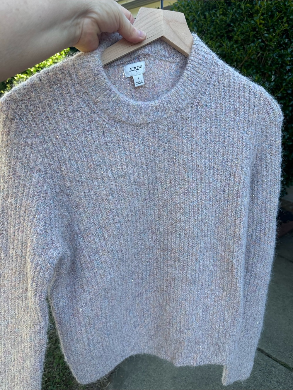 J.Crew Pink Sparkle Ribbed Crewneck Pullover Sweater wood blended